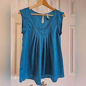 Teal Blue silk women blouse